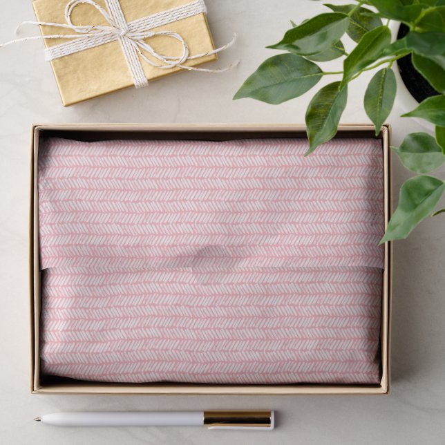 Papier Mousseline Été Dusté Rose Blush rose rayures (Cadeau)