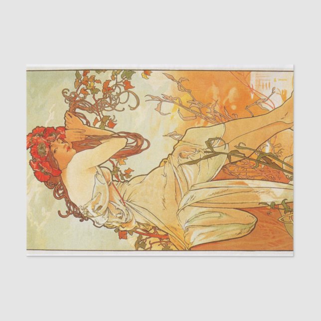 Papier Mousseline Été par Alphonse Mucha Tissue Paper (Recto)