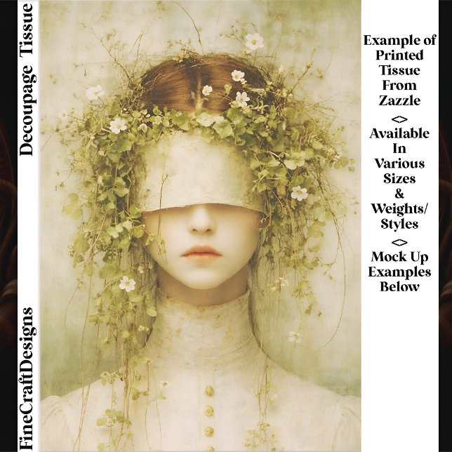 Papier Mousseline Ethereal Botanical Blindfold Woman FH6 Decoupage (Créateur téléchargé)