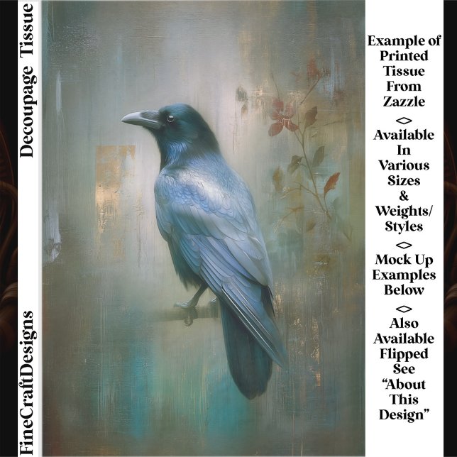 Papier Mousseline Ethereal Raven, Textured Background EQ8L Decoupage (Créateur téléchargé)