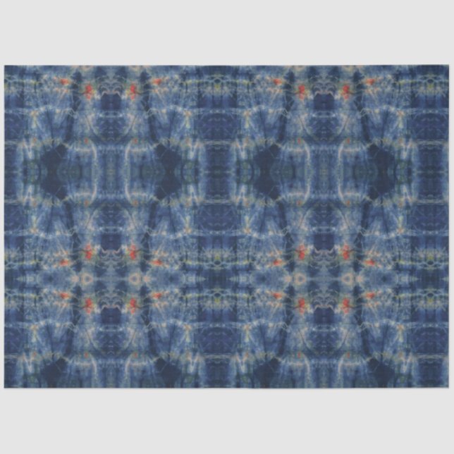 Papier Mousseline Ethnic Blue Tie Dye Style Motif traditionnel (Recto)