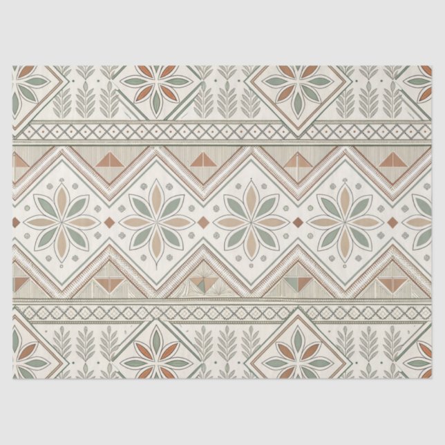 Papier Mousseline Ethnique géométrique Tribal Tribal sans couture Mo (Recto)