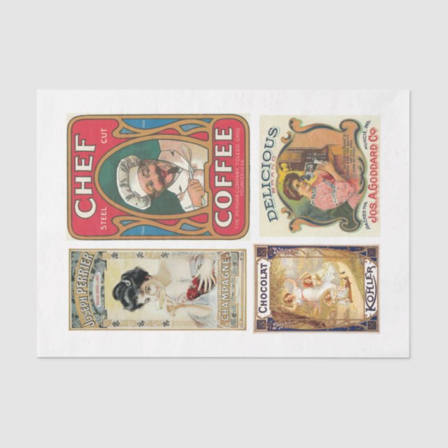 Papier Mousseline étiquettes 20 10x15 Découpage alimentaire Vintage (Recto)