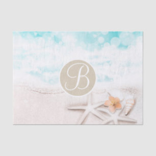 Papier Mousseline Étoile de mer de plage élégant monogramme lettre i