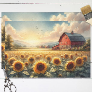 Papier Mousseline Étoile rustique et tournesol aquarelle Découpage