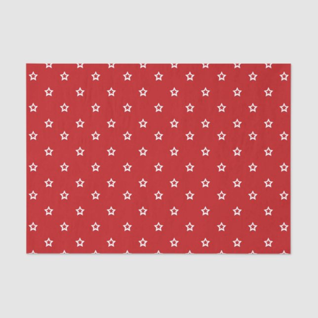 Papier Mousseline Étoiles blanches sur rouge vif  (Recto)