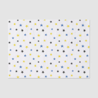 PAPIER MOUSSELINE ÉTOILES BLEU BLANC JAUNE