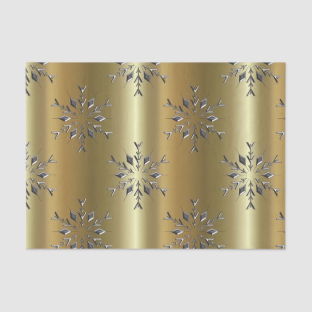 Papier Mousseline Étoiles de Noël en argent sur or (Recto)