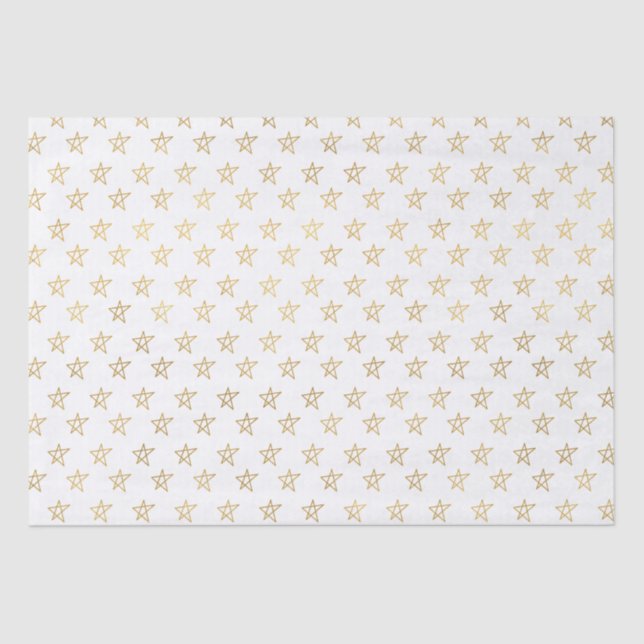 Papier Mousseline Étoiles d'or blanc brillant (Recto)