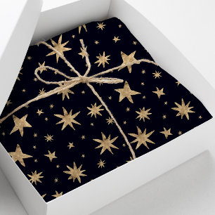 Papier Mousseline Étoiles dorées sur fond de ciel marine Motif étoil