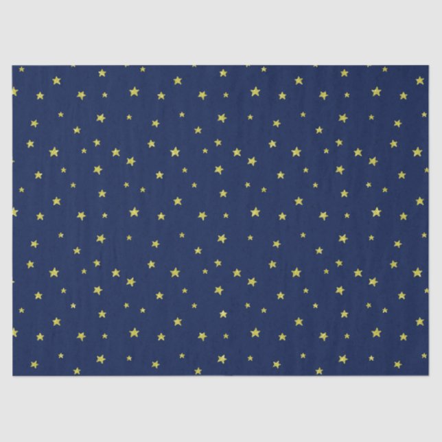 Papier Mousseline Étoiles Motif Midnight Blue (Recto)