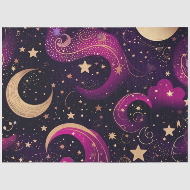 Papier Mousseline Étoiles mystiques violettes et magiques de Galaxie (Recto)