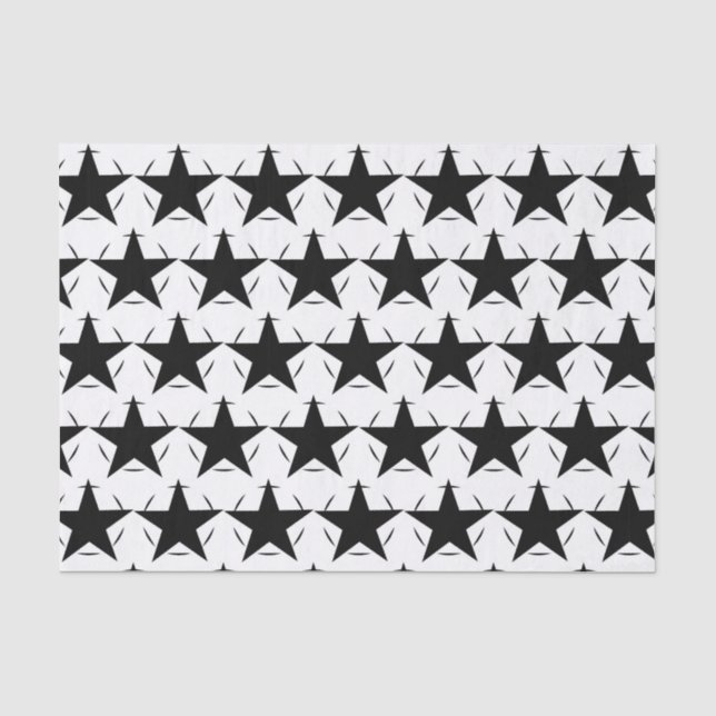 Papier Mousseline Étoiles Noires Blanches (Recto)