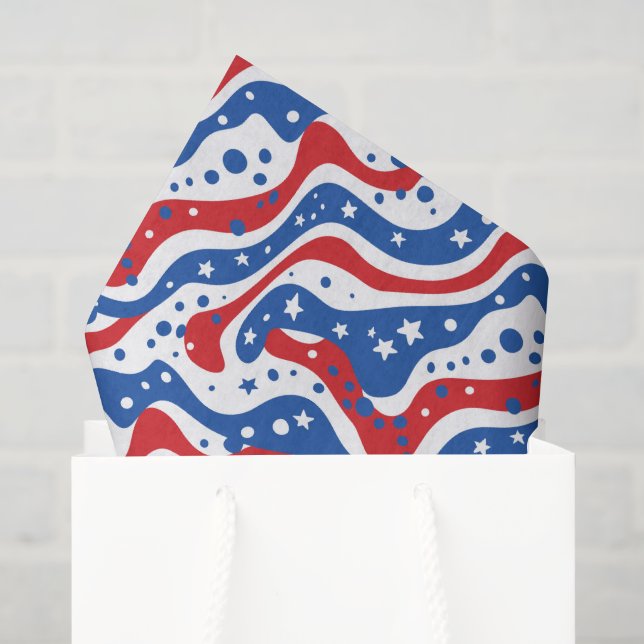 Papier Mousseline Étoiles patriotiques (Sac cadeau)