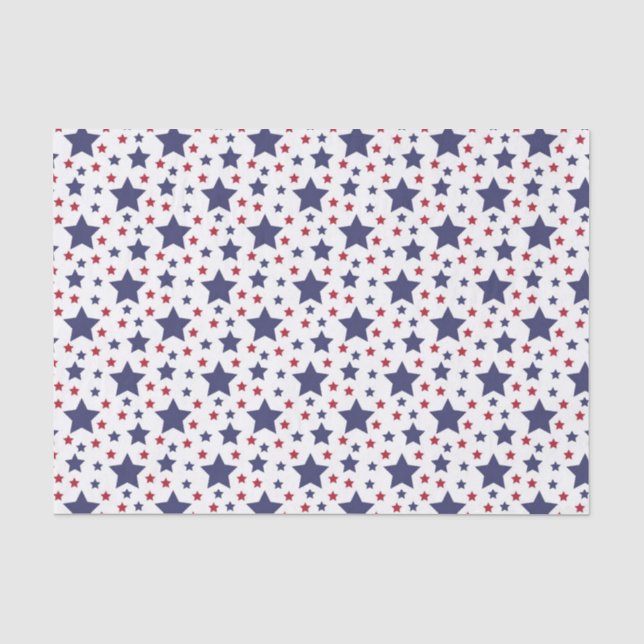 Papier Mousseline Étoiles Rouges Blanches Et Bleues (Recto)