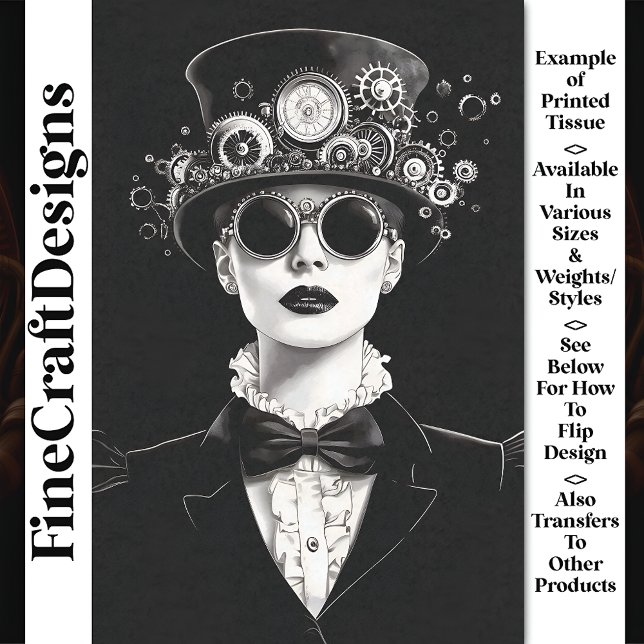 Papier Mousseline Étonnante Victorian Steampunk Woman AC3 Decoupage (Créateur téléchargé)