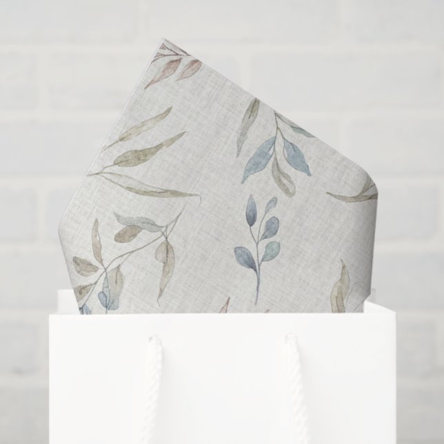 Papier Mousseline Eucalyptus à l'aquarelle douce (Sac cadeau)