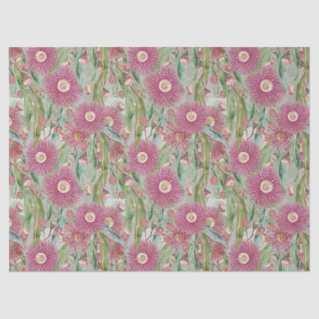 Papier Mousseline Eucalyptus Rose Après La Pluie (Recto)