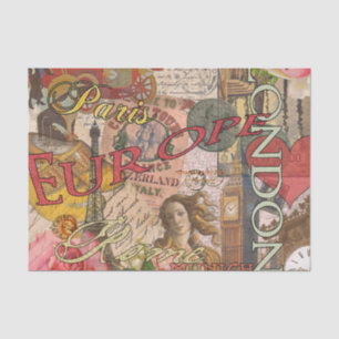 Papier Mousseline Europe Travel Vintage