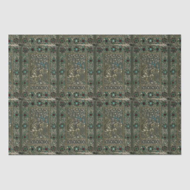 Papier Mousseline Evangile Manuscrit Livre Couverture Nativité Scène (Recto)