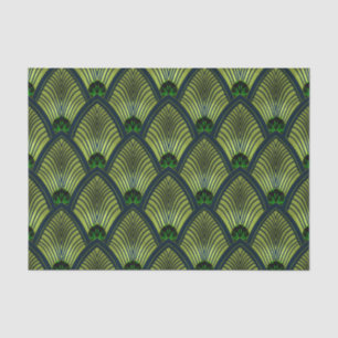 Papier Mousseline Éventail Art Déco en vert lime métallisé ensoleill