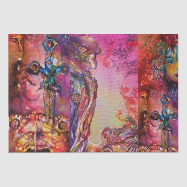 Papier Mousseline EXCALIBUR épée magique Arthurian légende Aquarelle (Recto)