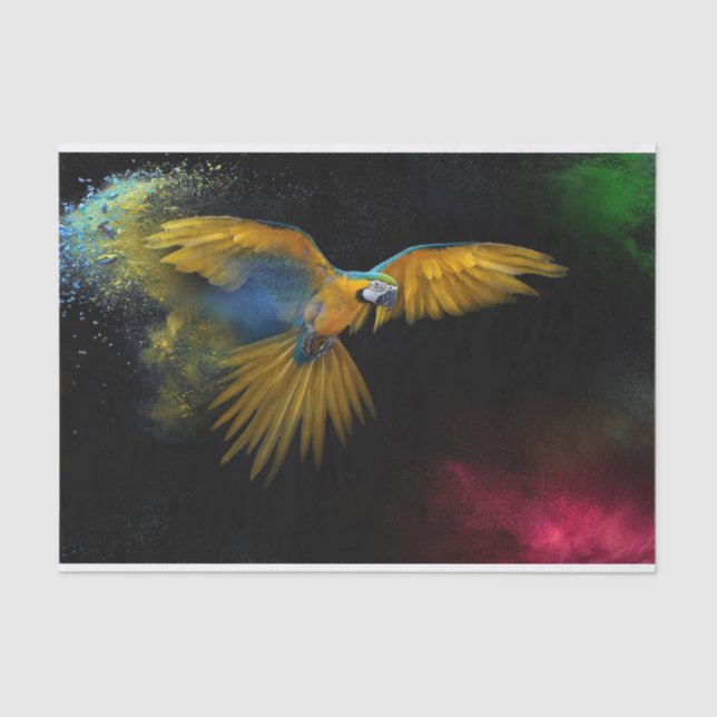 Papier Mousseline Explosion de couleur Macaw jaune (Recto)