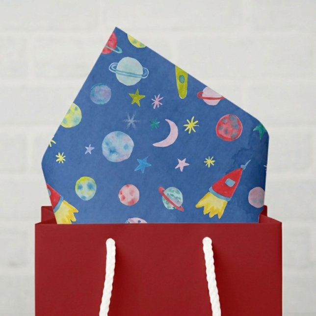 Papier Mousseline Externe OVNI Rocket Planet Motif cadeau (Outer Space UFO Rocket Planet Pattern Gift Tissue Paper
)