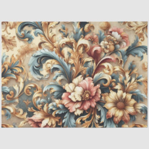 Papier Mousseline Extra Grande Découpage Florale Baroque Colorée