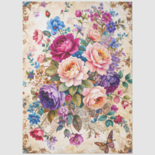 Papier Mousseline Extra Grande Florale Baroque colorée Découpage