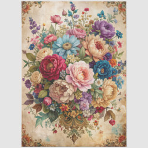 Papier Mousseline Extra Grande Florale Baroque colorée Découpage