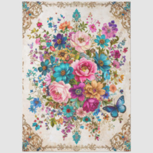 Papier Mousseline Extra Grande Florale Baroque colorée Découpage