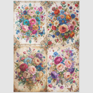 Papier Mousseline Extra Grande Florale Baroque colorée Découpage