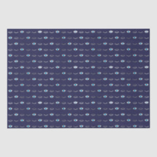 Papier Mousseline Eyelashes oculaires bleus argenté Nazar Mati Motif