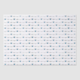 Papier Mousseline Eyelashes oculaires bleus argenté Nazar Mati Motif
