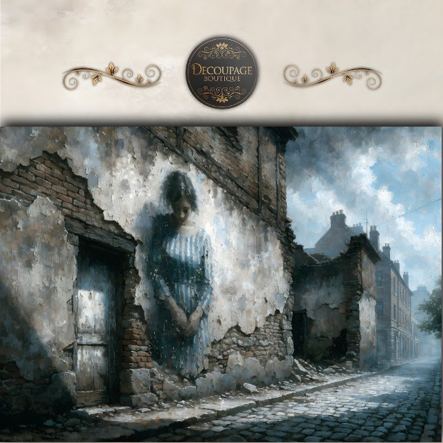 Papier Mousseline Faded Woman on Stone Wall Decoupage (Faded Woman on Stone Wall Decoupage Tissue Paper)