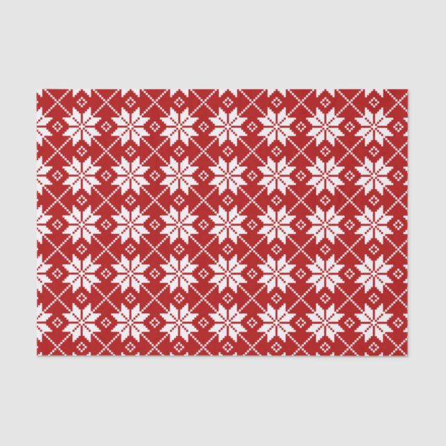 Papier Mousseline Fair Isle White Star Design Tissue Paper (Recto)
