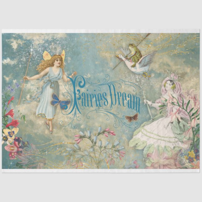 Papier Mousseline Fairies Dream Enchanted Blue Sky Clouds Découpage (Recto)