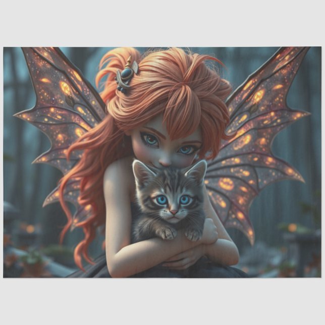 Papier Mousseline Fairy and her Cat (Recto)