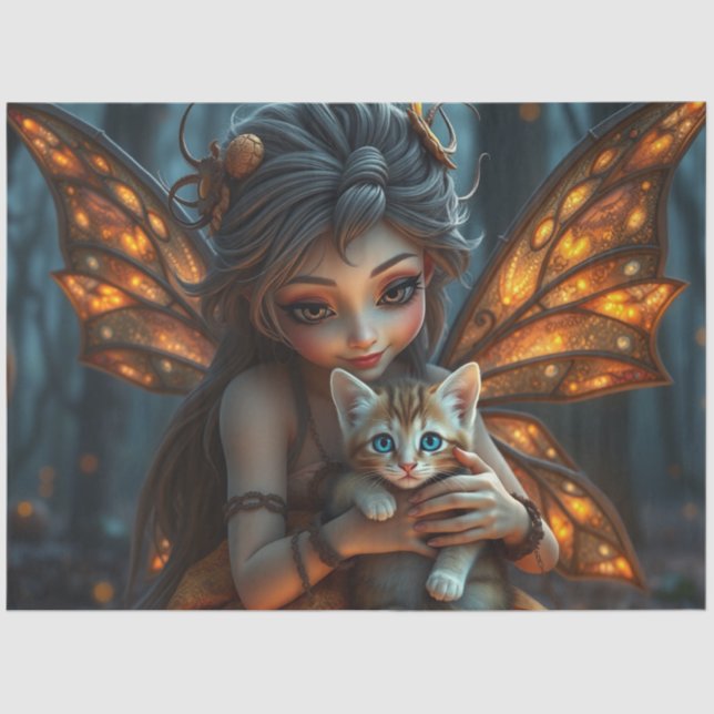 Papier Mousseline Fairy and her Cat (Recto)