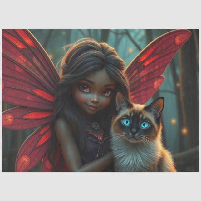 Papier Mousseline Fairy and her Cat (Recto)