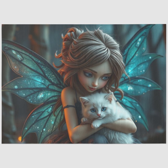 Papier Mousseline Fairy and her Cat (Recto)