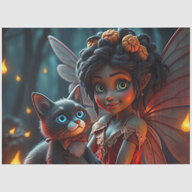 Papier Mousseline Fairy and her Cat (Recto)