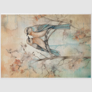 Papier Mousseline Fairy Land Spring Forest Birds No1