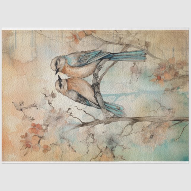 Papier Mousseline Fairy Land Spring Forest Birds No1 (Recto)