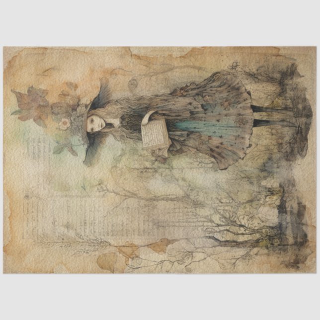 Papier Mousseline Fairy Land Spring Forest Whimsical Witch No3 (Recto)