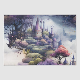 Papier Mousseline Fairytale en Fairyland bleu foncé pourpre et vert