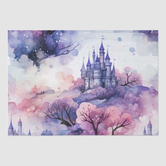 Papier Mousseline Fairytale in Fairyland Dark Blue violet et rose (Recto)