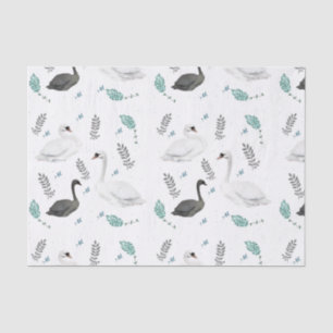 Papier Mousseline Fairytale Swan Illustration Folk Botanical