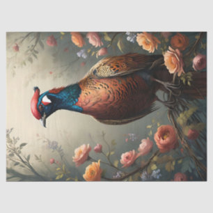 Papier Mousseline Faisan Floral